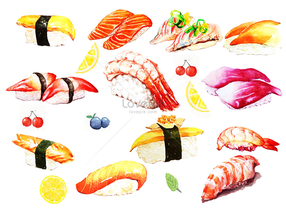 1200x899 Watercolor Hand Painted Sushi Photo Image Picture Free Download