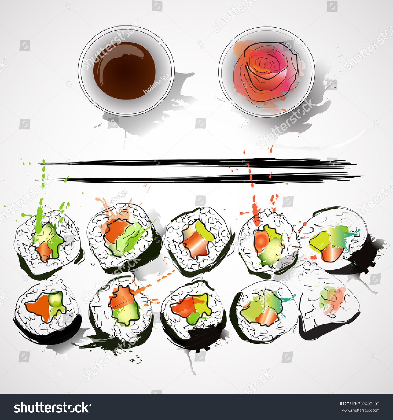 1500x1600 Drawn Sushi Watercolor 3457532