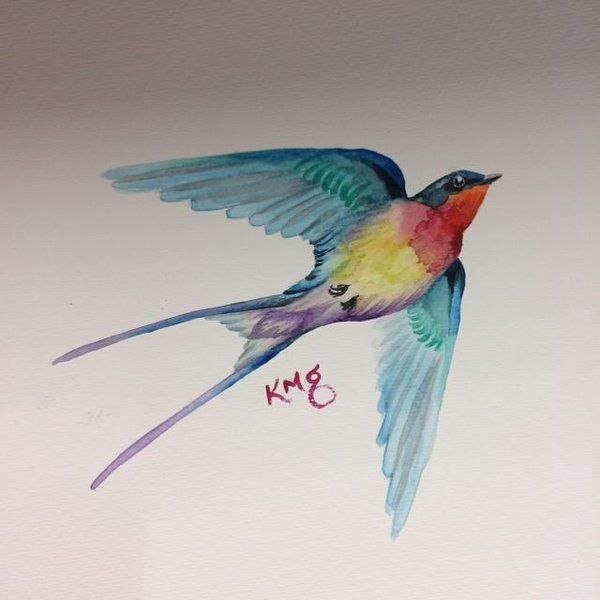 600x600 Watercolor Swallow Tattoo
