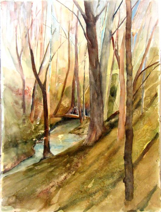 530x697 Ravine Original Watercolor Painting Lake Effect Gallery