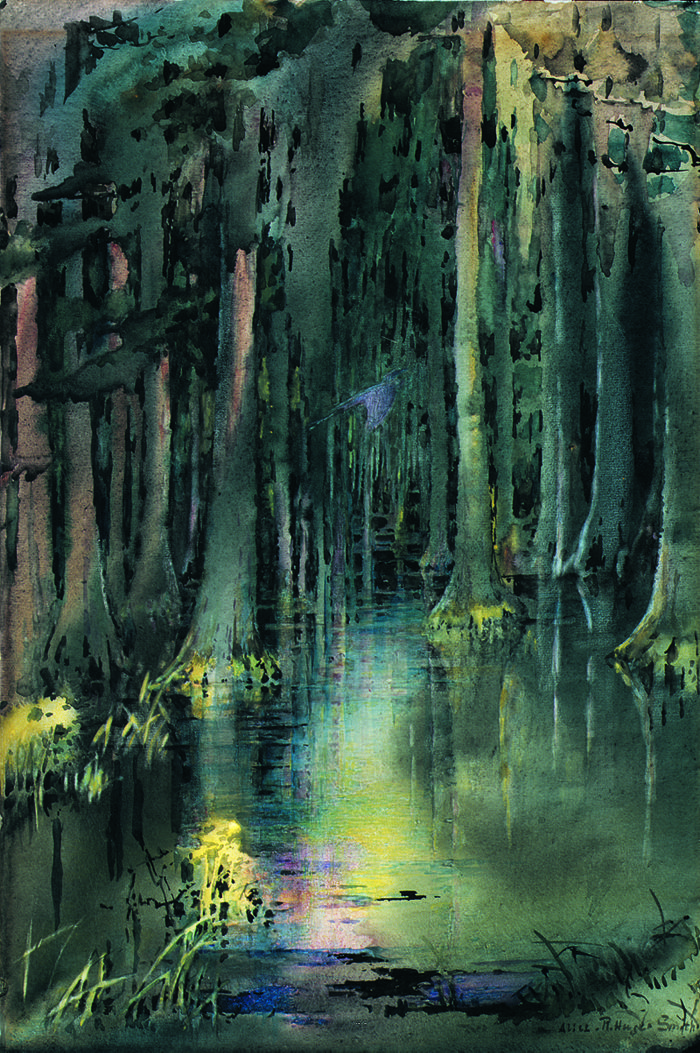 700x1053 C.1928 Late Evening In The Caw Caw Swamp, Watercolor On Paper By