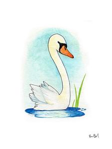 225x300 A Little Swan Watercolor Print Ben Byrd Art
