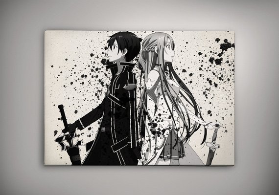570x399 Sword Art Online Watercolor Print Asuna And Kirito Etsy