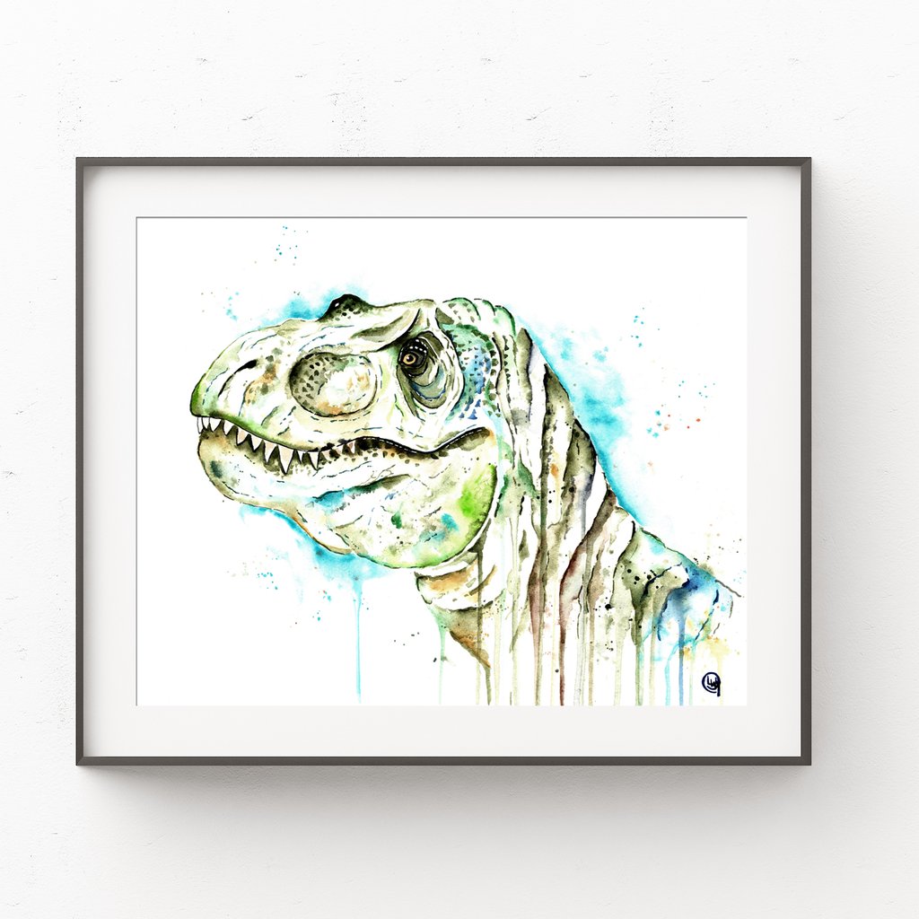 1024x1024 Original Watercolor Painting Of A Dinosaur