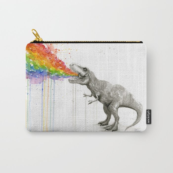700x700 T Rex Dinosaur Rainbow Puke Taste The Rainbow Watercolor Carry All