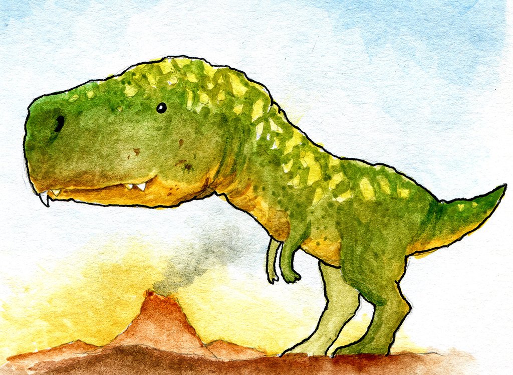 1024x748 T Rex Dinosaur Watercolor Ben Byrd Art