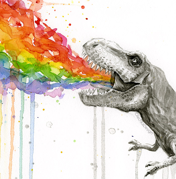 708x720 T Rex Rainbow Puke Olechka Design