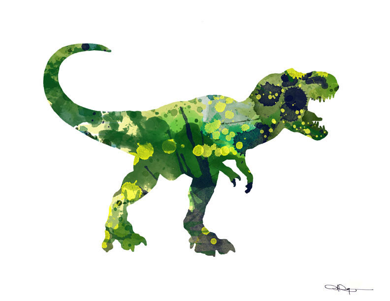 792x612 Tyrannosaurus Rex Contemporary Watercolor Abstract Dinosaur Art