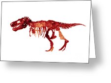 226x170 Tyrannosaurus Rex Skeleton Poster, T Rex Watercolor Painting, Red