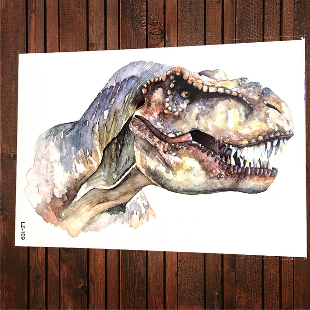 640x640 Watercolor Jurassic Dinosaur Temporary Tattoo Stickers