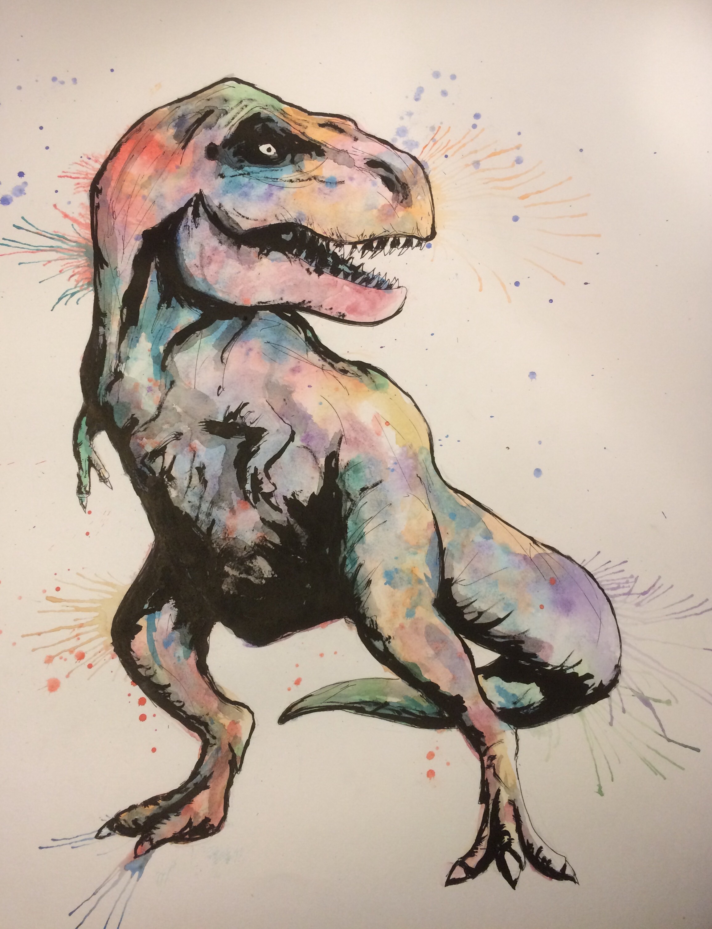 2310x3012 T Rex Oc. , Watercolorgouache, And Ink