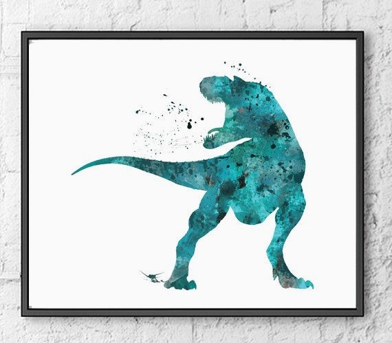 570x499 Dinosaur Wall Mount Superb T Rex Watercolor Print Dinosaur Art
