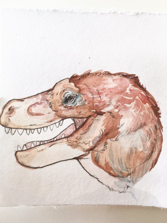 570x760 Mini T Rex Watercolor Painting No. 1 Etsy