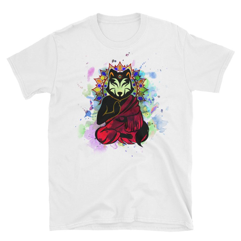 1000x1000 Aware Wolf Watercolor T Shirt (Red)