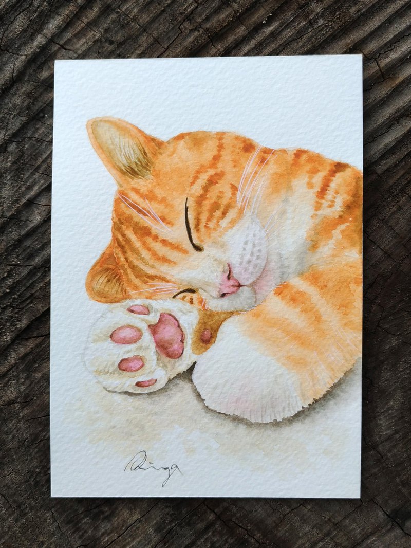 800x1066 Orange Tabby Cat Watercolor Painting