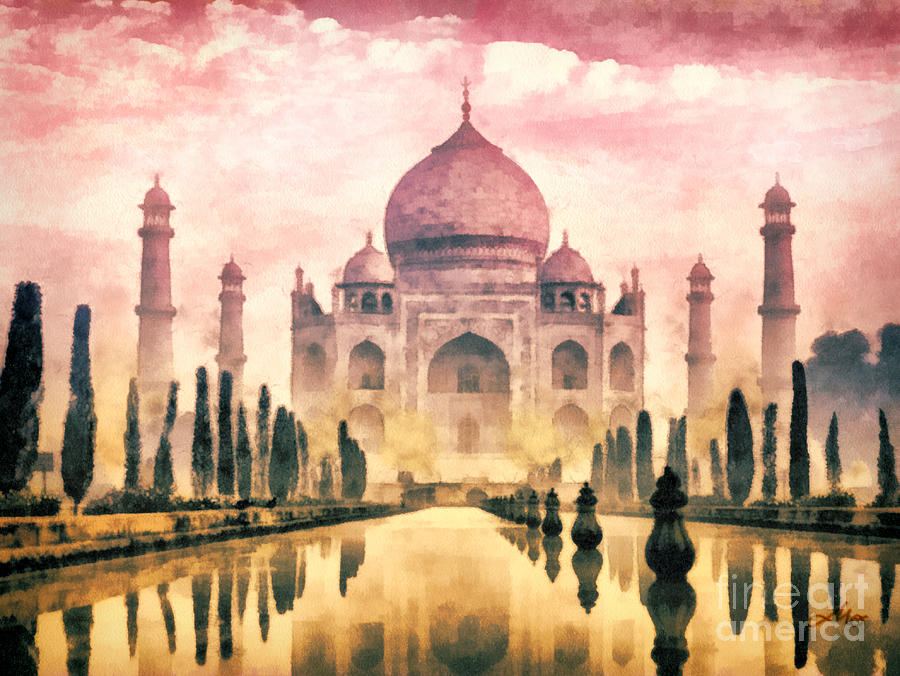 900x676 Taj Mahal Painting By Mo T