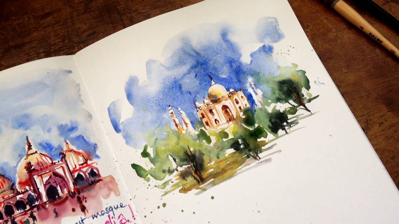 1280x720 Taj Mahal Watercolor Demo