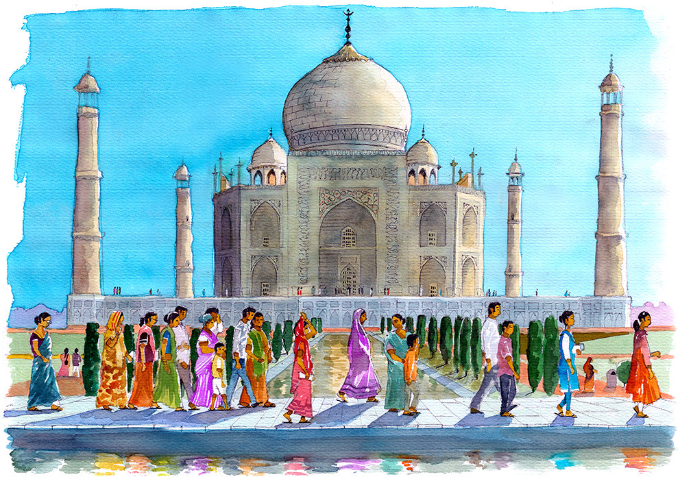 992x702 Taj Mahal Sunrise Watercolor Of The Taj Mahal