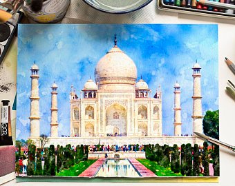 340x270 Taj Mahal Watercolor Etsy