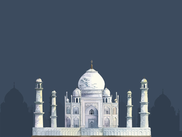 626x469 The Taj Mahal Painted By Watercolor Vector Free Download