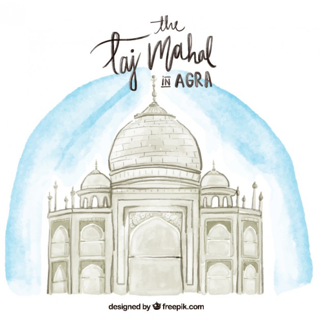 626x626 Hand Drawn Watercolor Taj Mahal Vector Free Download