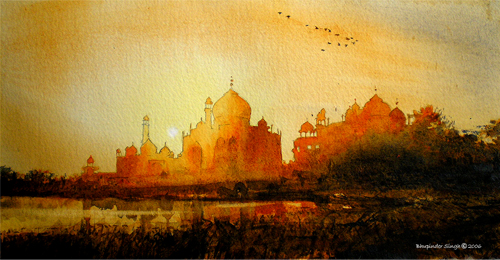 500x260 Sunrise Over Taj Mahal
