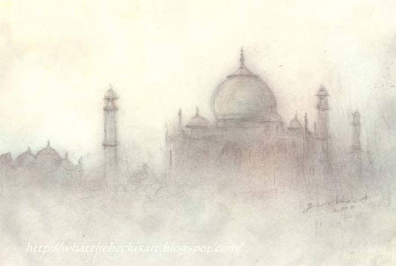800x538 Taj Mahal In Watercolor And Charcoal