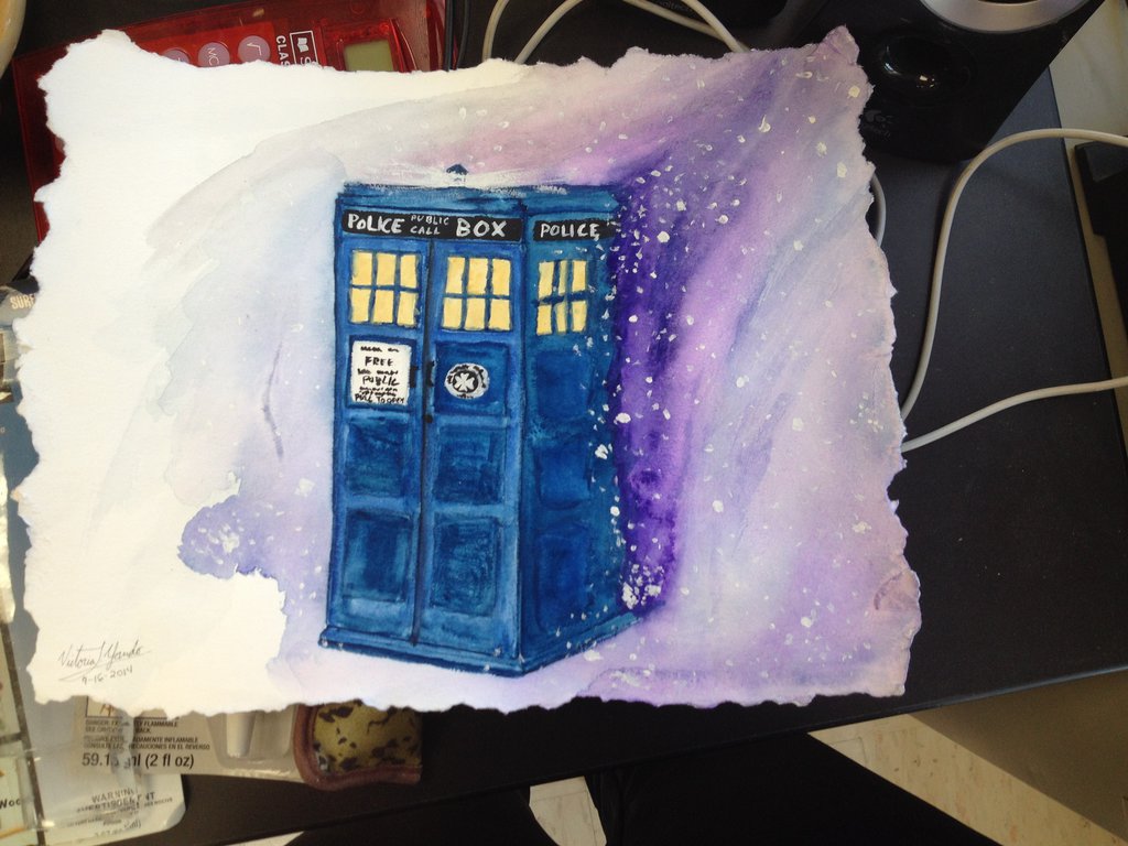 1024x768 Tardis Watercolor By Mizoretori101