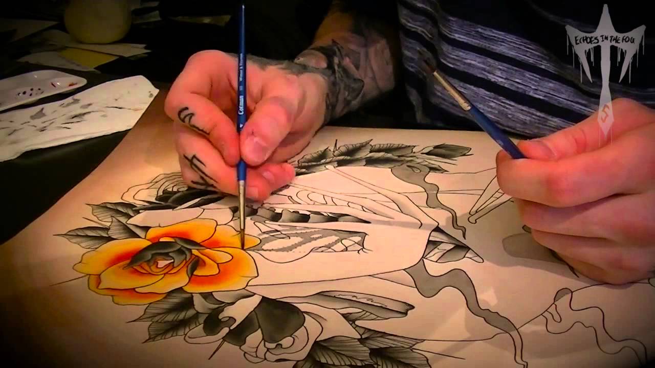 1280x720 Tattoo Flash Watercolour Speed Painting Illustration Weirdo Time