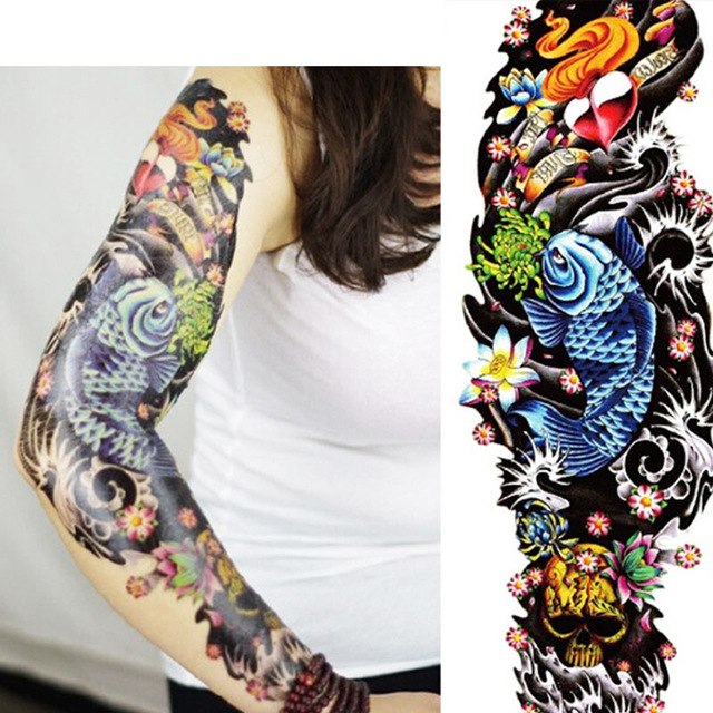 640x640 4 Piece Body Art Temporary Tattoo Colorful Animals Watercolor