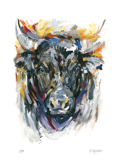 397x550 El Toro By Audrey Hagemann Watercolor Art