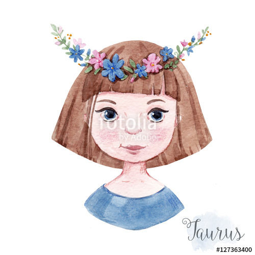 500x500 Watercolor Horoscope Sign Taurus Stock Photo And Royalty Free