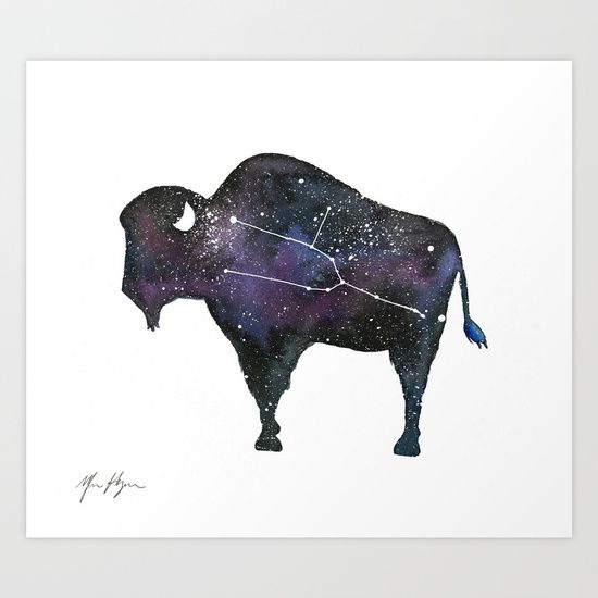 550x550 Bison Constellation Watercolor Print