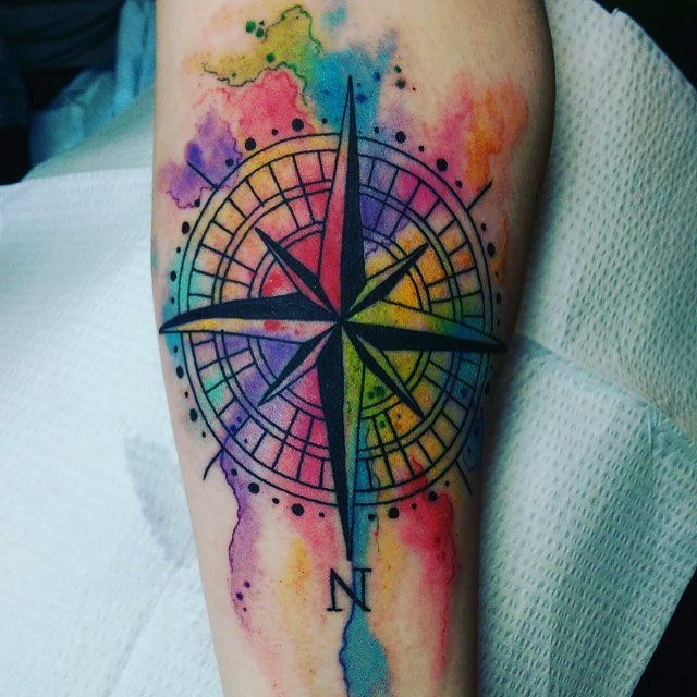 640x640 Bright Watercolor Compass Tattoo Venice Tattoo Art Designs