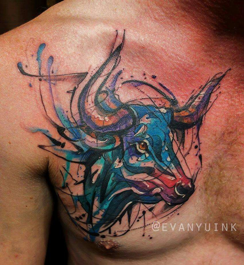 850x924 Watercolour Bull Done By Evan And Chronic Ink In Toronto Tattoos
