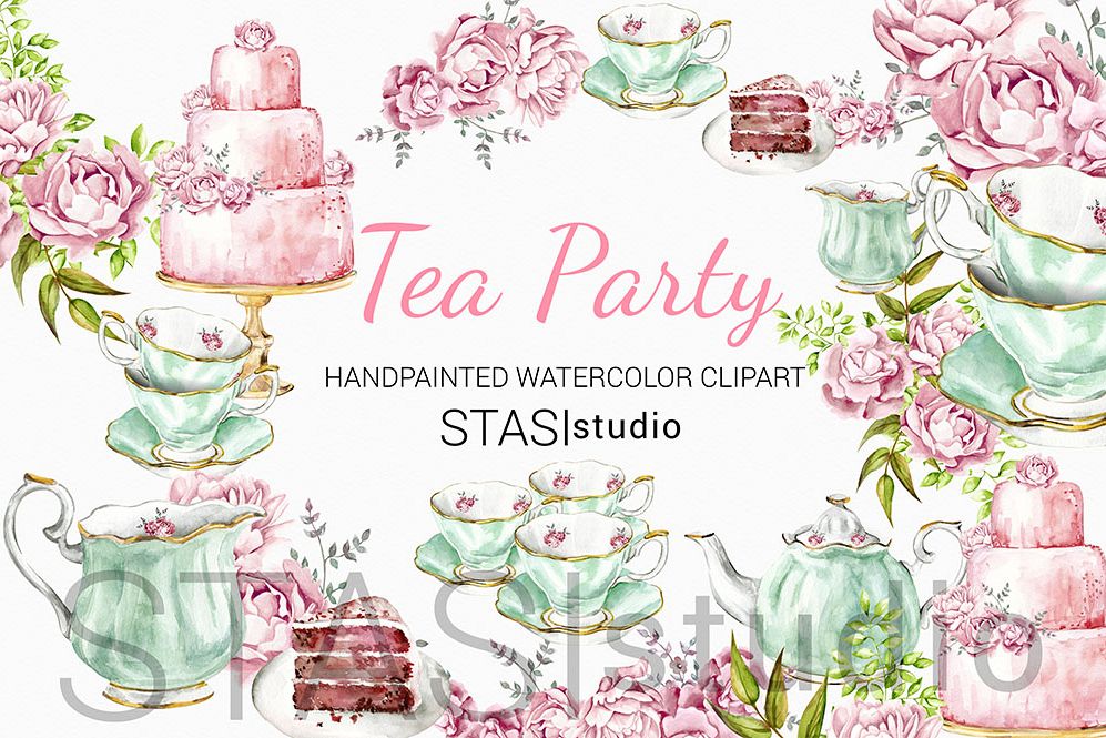 997x665 Tea Party Watercolor Clipart