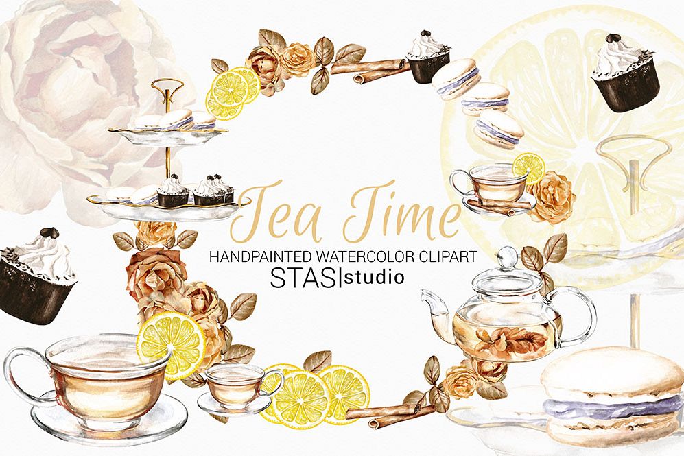 997x665 Tea Time Watercolor Clipart