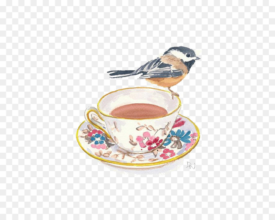 900x720 Teacup Coffee Watercolor Painting