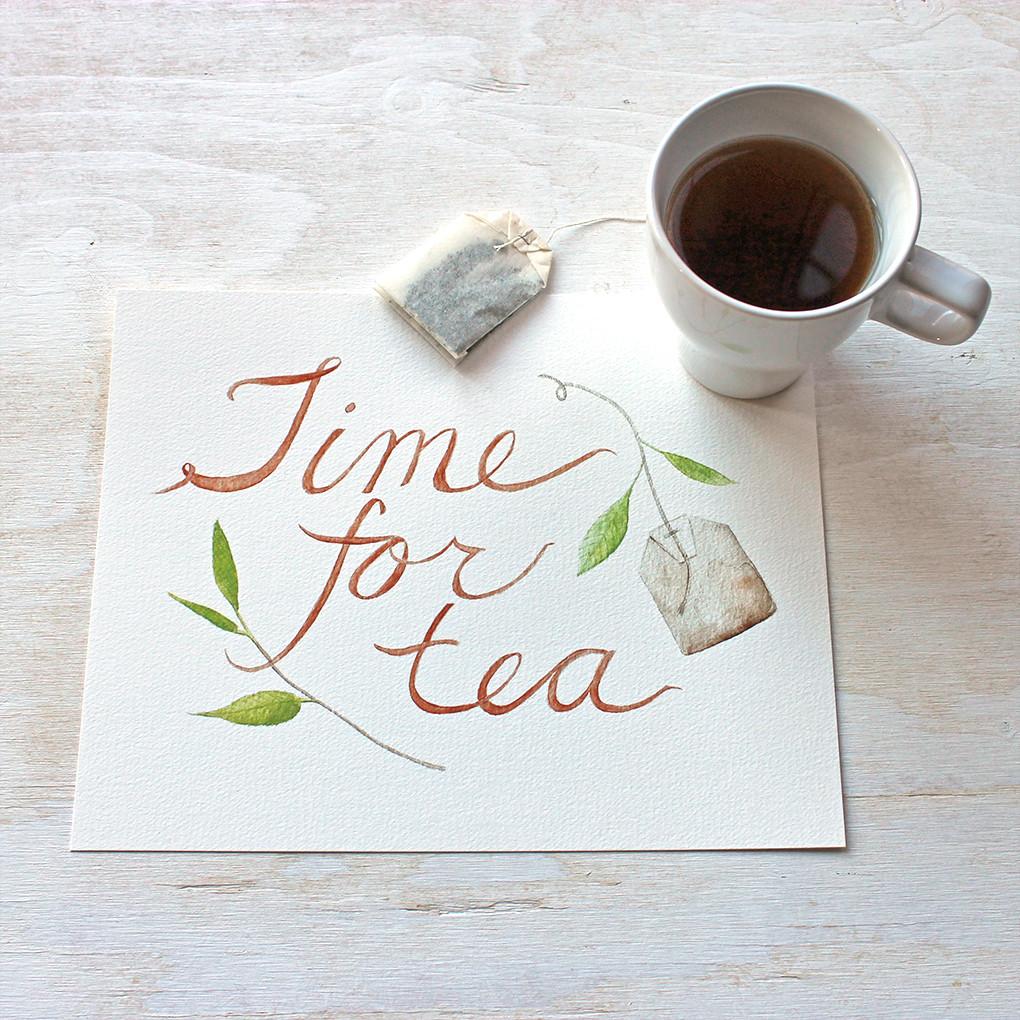 1020x1020 Time For Tea Watercolor Print Trowel And Paintbrush