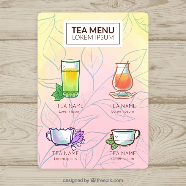 626x626 Watercolor Tea Menu Template Vector Free Download