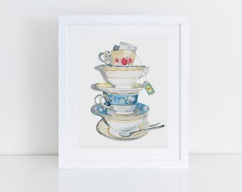 340x270 Teacup Watercolor Etsy