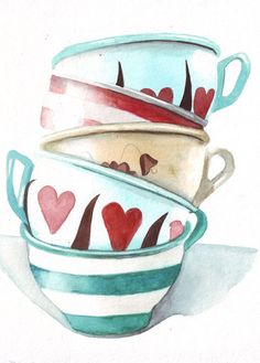 236x329 Teacups Watercolors Teacup, Watercolor And