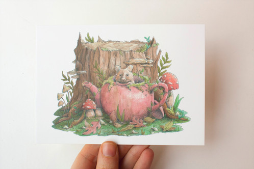 498x332 Postcard Little Mouse In A Teapot