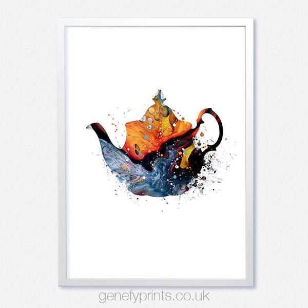600x600 Teapot Watercolor Art Print