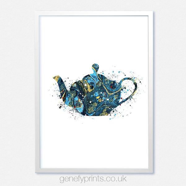 600x600 Teapot Watercolor Art Print