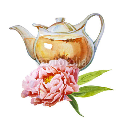 400x400 Teapot With Floral Tea. Watercolor Painting Buy Photos Ap