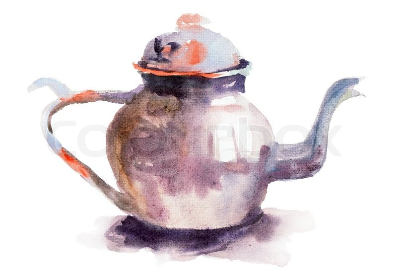 800x554 Watercolor Illustration Of Teapot Stock Photo Colourbox