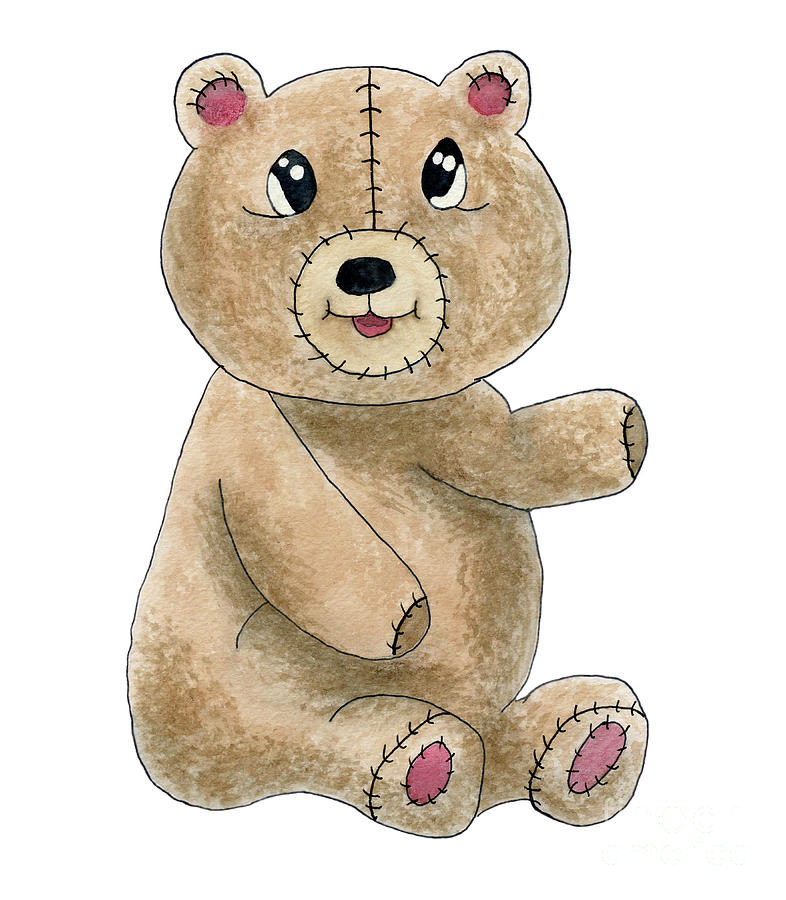 786x900 Teddy Bear Watercolor Painting Painting By Valerie Garner