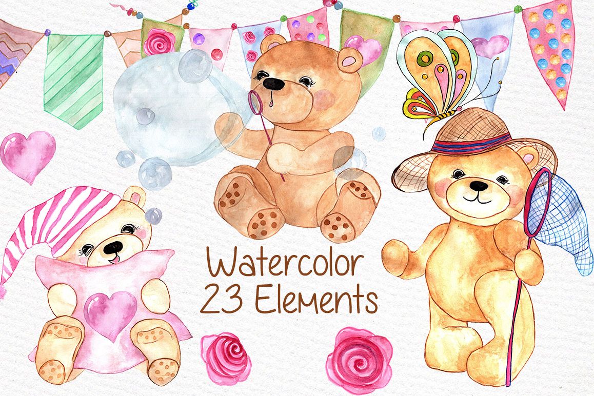 1158x772 Watercolor Teddy Bear Clipart
