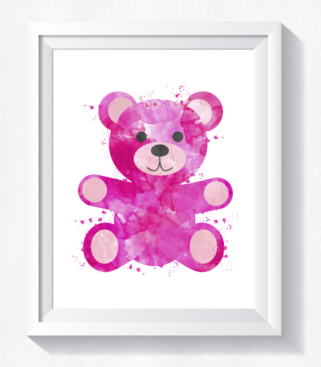 626x714 Watercolor Teddy Bear Printable, Nurser Design Bundles